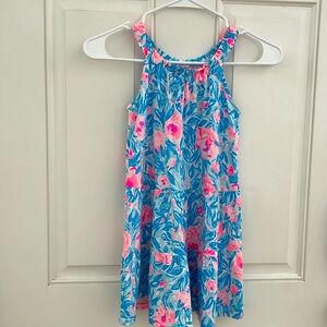 Lilly Pulitzer Girls Tiered Blue and Pink Cotton Sundress Size M